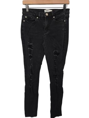 Mudd Black Distressed Skinny Jeans Size 5 Y2K Stretch Ripped Denim